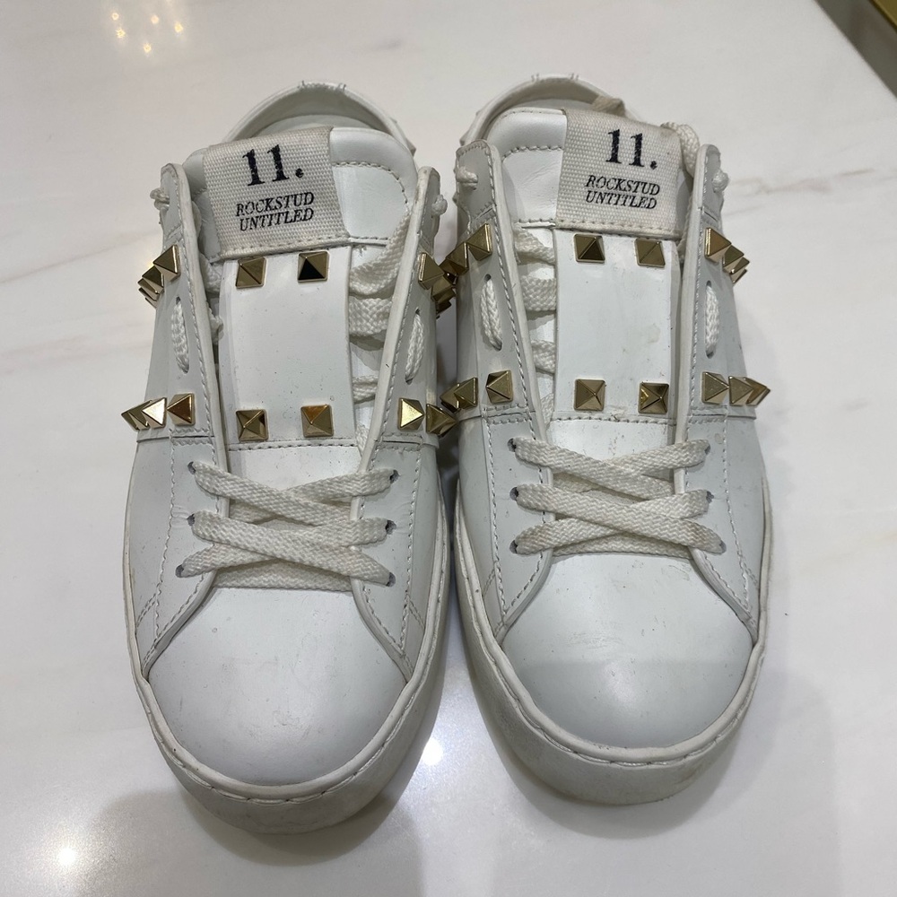 Valentino White and Gold Sneakers with Adjustable Straps